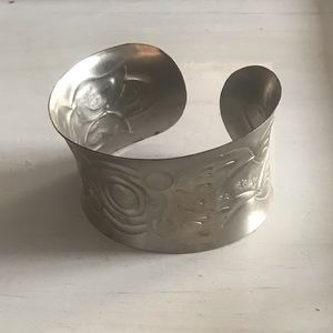 Vintage Cuff Bracelet Y2K Silver Tone